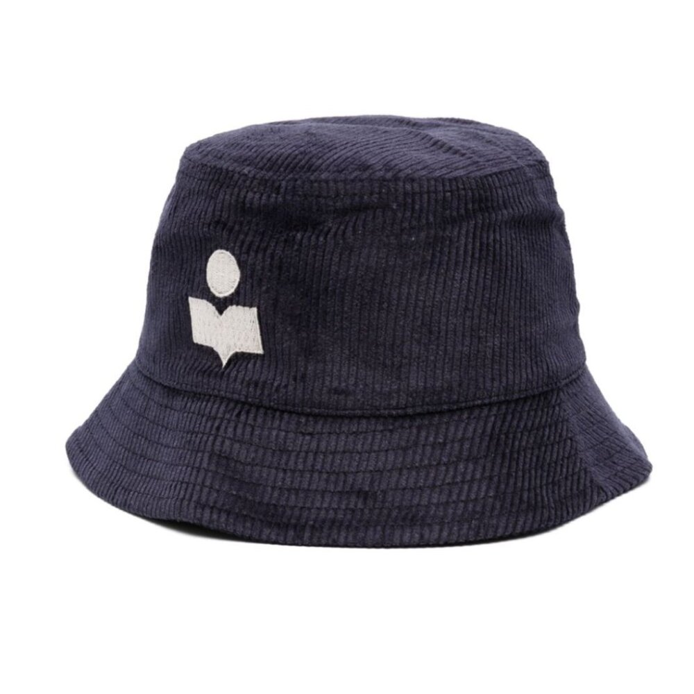 NWT Isabel Marant Corduroy Bucket Hat Logo Embroidered Black
